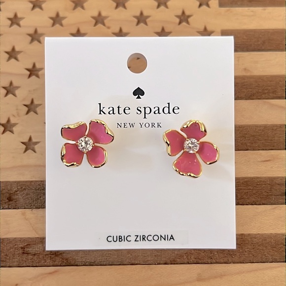 KATE SPADE • Freshly Picked Pink Flower Stud Earrings - Picture 5 of 5